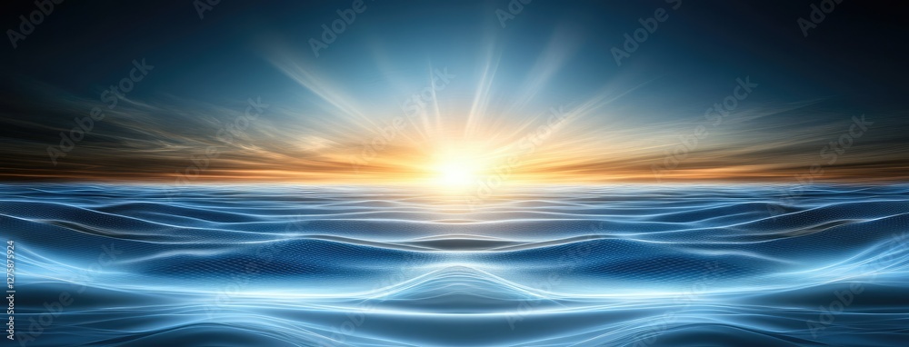 Witness a breathtaking sunrise unfolding over tranquil ocean waves, showcasing vibrant light reflections dancing softly upon the serene waters Witness a breathtaking sunrise unfolding over tranquil ocean waves, showcasing vibrant light reflections dancing softly upon the serene waters