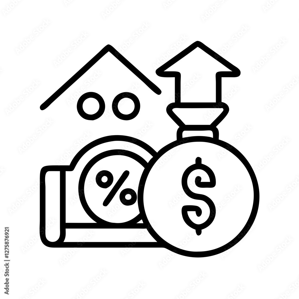 fixed interest rate icon, fixed interest rate line art - simple line art of fixed interest rate, perfect for fixed interest rate logos and icons fixed interest rate icon, fixed interest rate line art - simple line art of fixed interest rate, perfect for fixed interest rate logos and icons