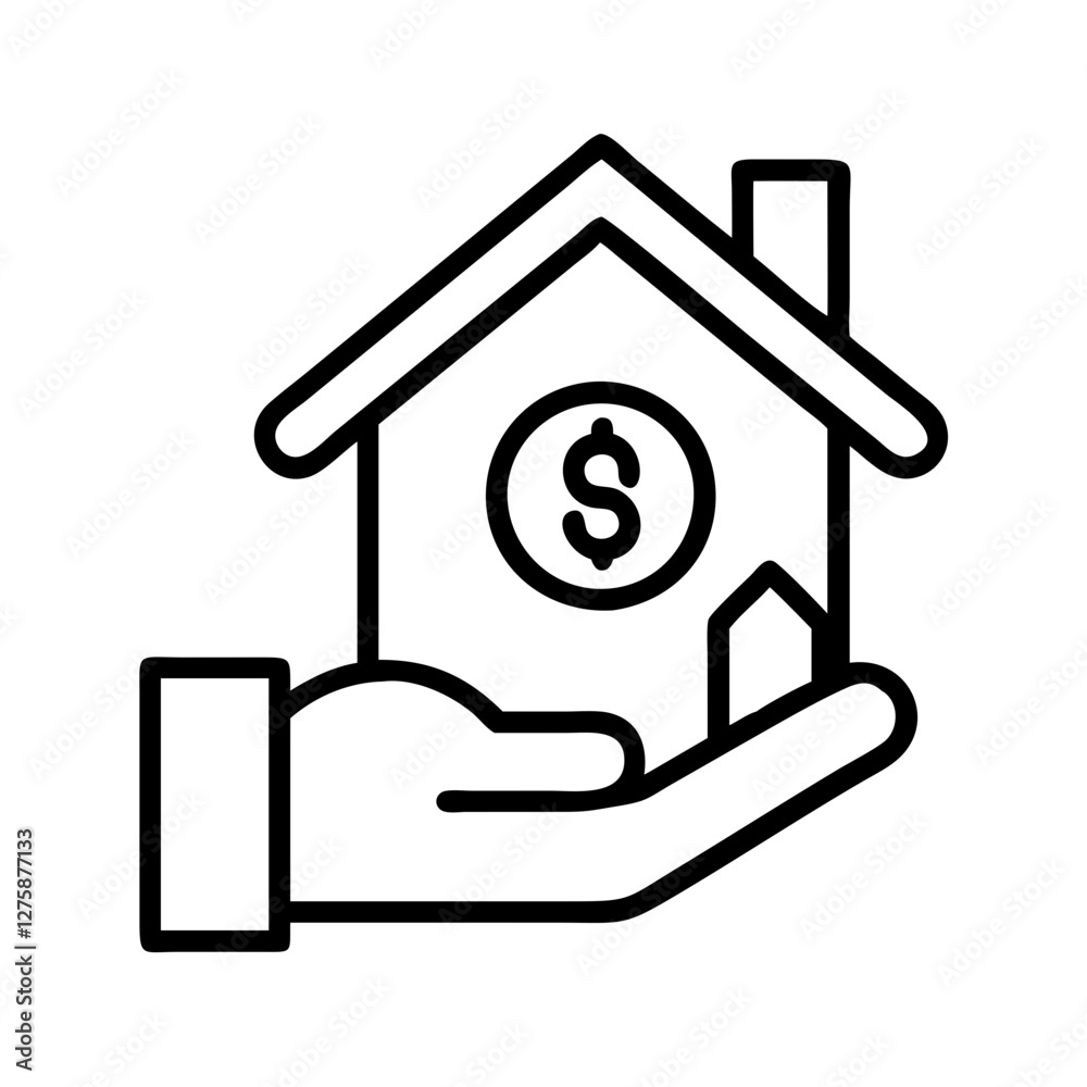 home loan icon, home loan line art - simple line art of home loan, perfect for home loan logos and icons home loan icon, home loan line art - simple line art of home loan, perfect for home loan logos and icons