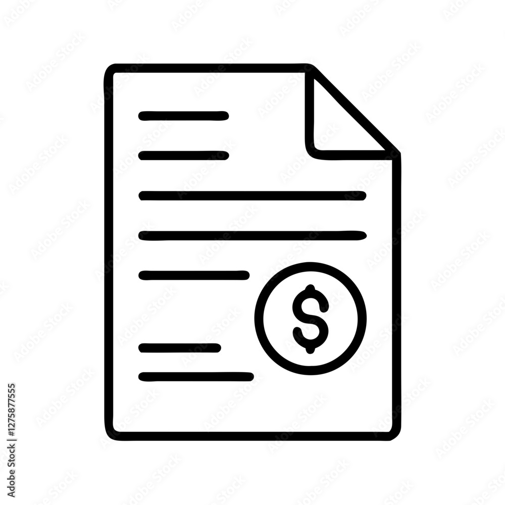 loan agreement document icon, loan agreement document line art - simple line art of loan agreement document, perfect for loan agreement document logos and icons