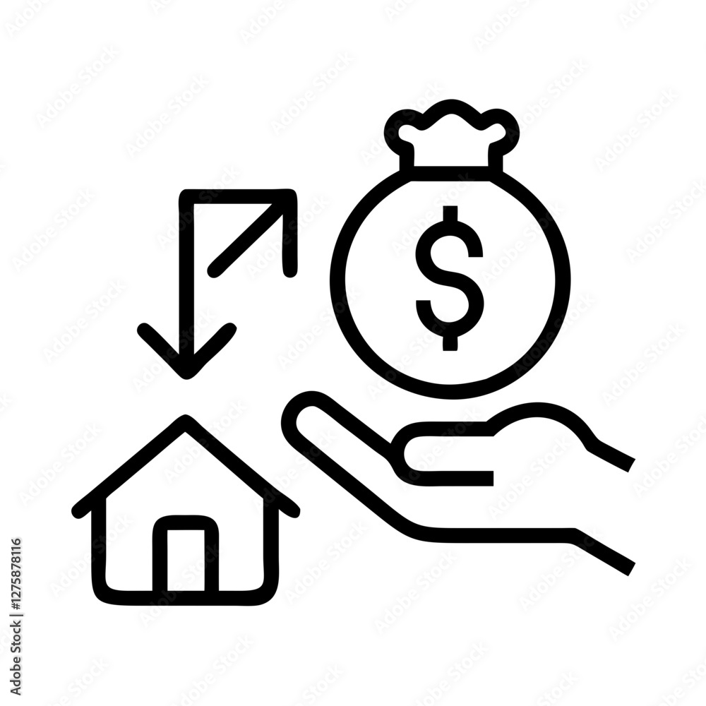 loan icon, loan line art - simple line art of loan, perfect for loan logos and icons loan icon, loan line art - simple line art of loan, perfect for loan logos and icons