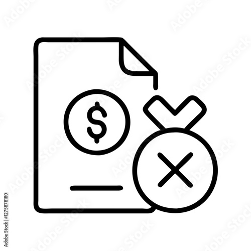 loan rejection icon, loan rejection line art - simple line art of loan rejection, perfect for loan rejection logos and icons