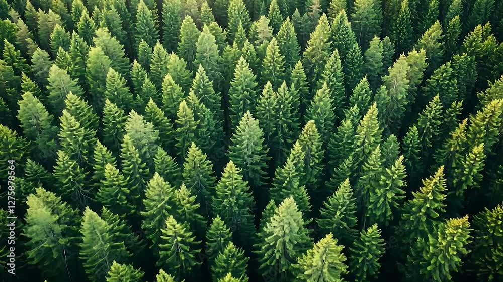 Aerial view of a dense coniferous forest Aerial view of a dense coniferous forest
