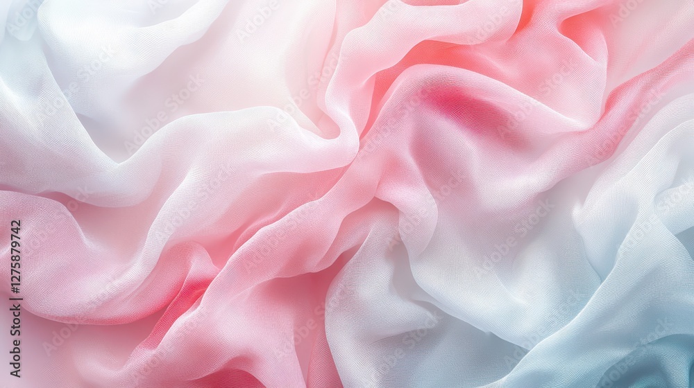 Obraz premium A delicate swirl of soft fabric in pastel hues of pink and white, evoking a sense of elegance and fluidity.