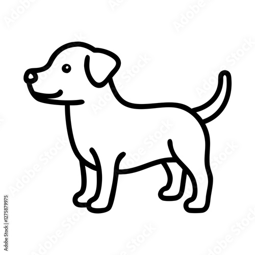 Loyal Companion's Sketch: An endearing illustration of a happy puppy, depicted with simple yet charming lines, embodying the playful essence of canine companionship.