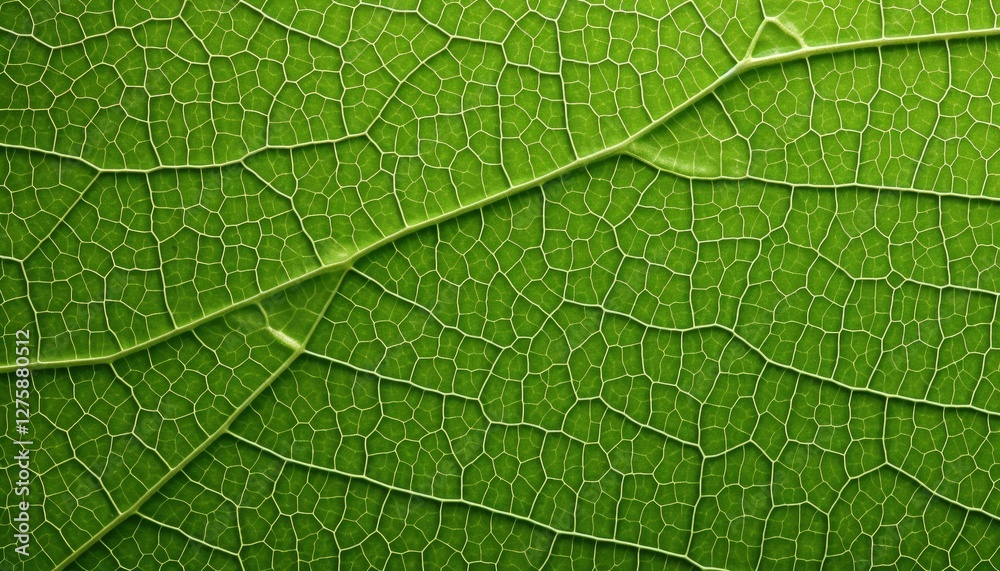 Close-up of green leaf texture. Botanical detail for science, education and organic products Close-up of green leaf texture. Botanical detail for science, education and organic products