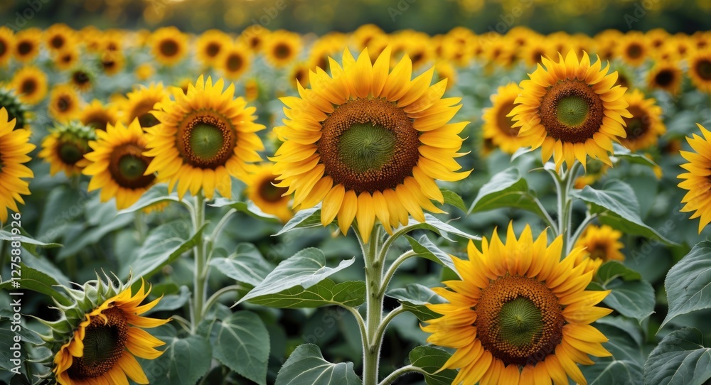 Vibrant Sunflower Field Under Bright Sky Showcasing Nature's Beauty and Warmth in Full Bloom During Summer Season Vibrant Sunflower Field Under Bright Sky Showcasing Nature's Beauty and Warmth in Full Bloom During Summer Season