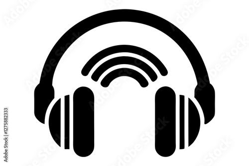 A simple black icon shows a pair of headphones with sound waves emanating from the center.
