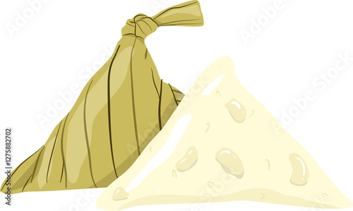 Ketupat palas illustration. Malaysian food.