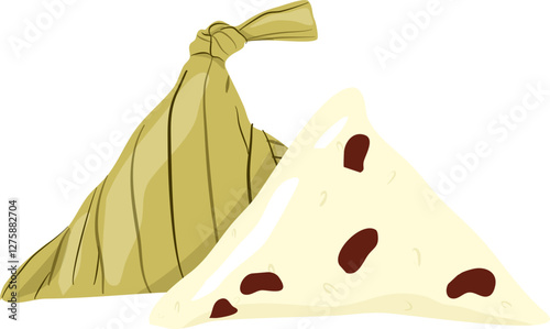 Ketupat palas illustration. Malaysian food.