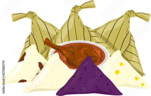 Ketupat palas illustration. Malaysian food.