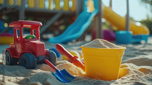 Wallpaper Mural Child's toys in sandbox, playground background Torontodigital.ca