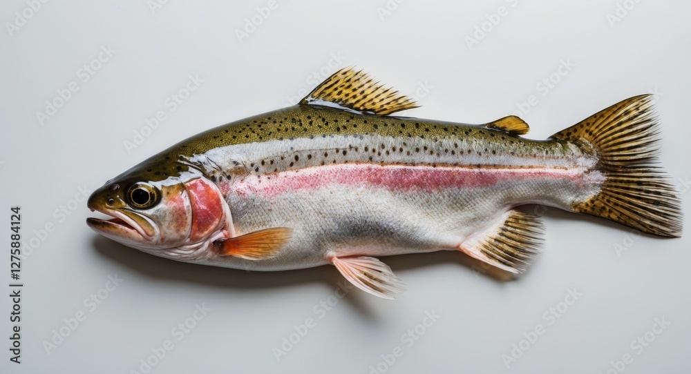 Fresh Cutthroat Trout Fish Displayed Against a White Background for Culinary and Seafood Illustrations Fresh Cutthroat Trout Fish Displayed Against a White Background for Culinary and Seafood Illustrations