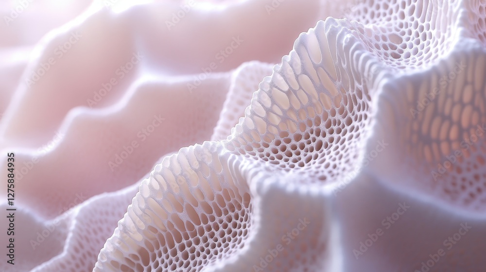 A close-up view of delicate, textured fabric with intricate patterns, showcasing soft pastel hues and a wavy design that creates an ethereal atmosphere. A close-up view of delicate, textured fabric with intricate patterns, showcasing soft pastel hues and a wavy design that creates an ethereal atmosphere.