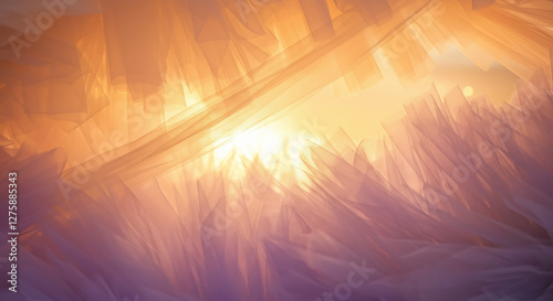  A soft tulle fantasy background, with delicate fabric flowing and glowing from backlighting, creating a dreamy and ethereal horizontal scene