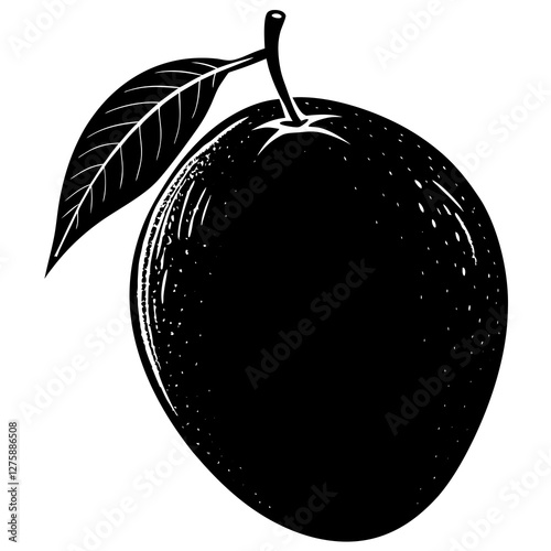 mango black silhouette vector, Simple silhouette Design vector icon with white background. Fruit silhouette vector