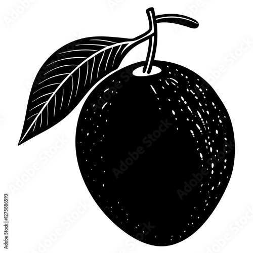 mango black silhouette vector, Simple silhouette Design vector icon with white background. Fruit silhouette vector