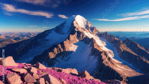 Stunning Aerial View From Mount Columbia Summit Highlighting Rocky Mountain Range With Clear Blue Sky And Vibrant Natural Landscape