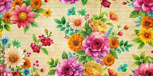 Wallpaper Mural Delicate Floral Print on Textured Paper Torontodigital.ca