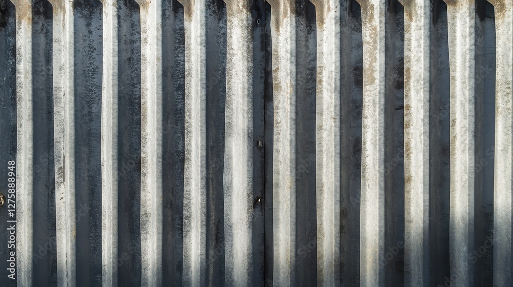 A close-up view of weathered metallic container walls, showcasing vertical lines and a mix of gray tones, creating an industrial and textured aesthetic. A close-up view of weathered metallic container walls, showcasing vertical lines and a mix of gray tones, creating an industrial and textured aesthetic.