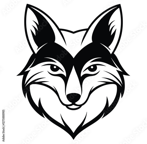 The swift fabled fox head, wolf head icon on black and white background vector image logo  art silhouette design