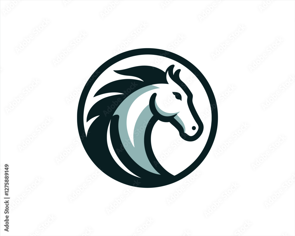 Fototapeta premium Horse head logo design icon symbol vector illustration. Horsepower silhouette logo. Animal logo.