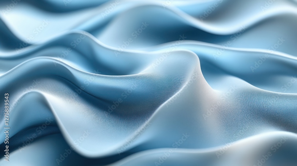 Obraz premium Blue fabric waves, studio shot, texture background, design