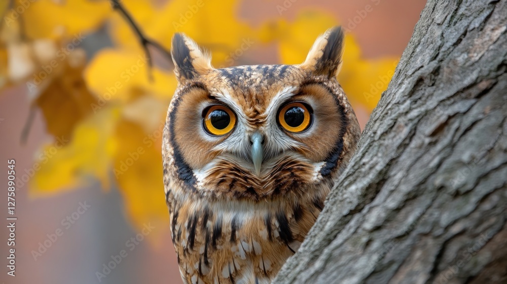 Fototapeta premium Majestic Owl in Autumnal Setting