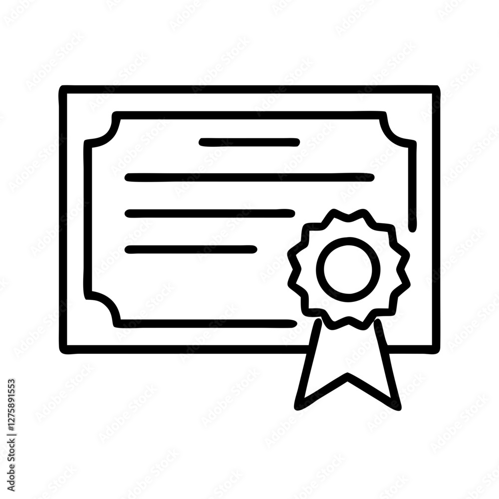 certificate icon, certificate line art - simple line art of certificate, perfect for certificate logos and icons certificate icon, certificate line art - simple line art of certificate, perfect for certificate logos and icons