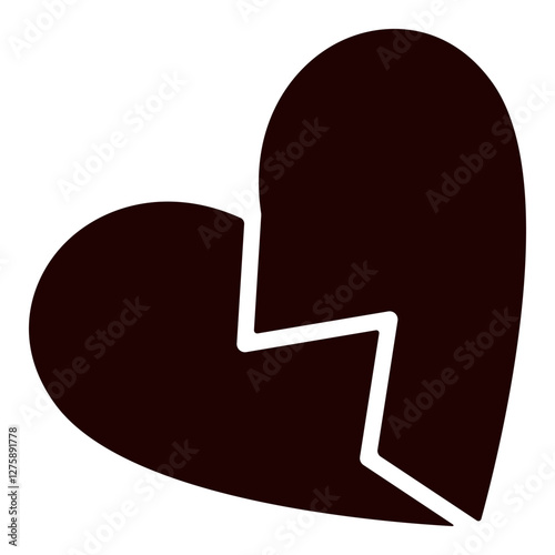 Red broken heart, sadness and heartbreak vector symbol