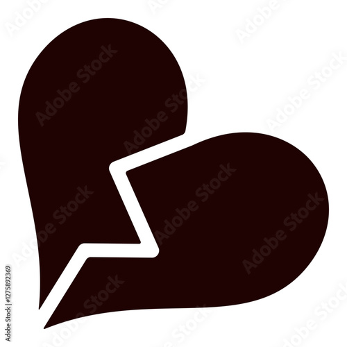 Broken heart icon, heartbreak and lost love red sign.