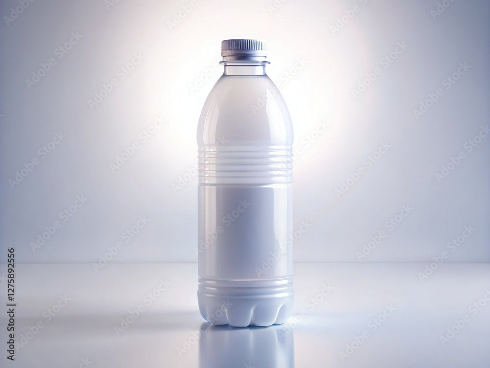 Plain White Plastic Bottle Mockup - Isolated on White Background for Product Design Plain White Plastic Bottle Mockup - Isolated on White Background for Product Design