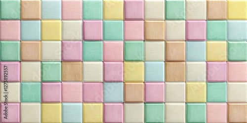 Pastel Square Pattern Wall - Soft Color Block Background Texture