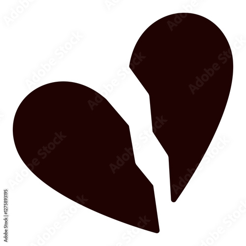 Vector broken heart concept icon, heartbreak sign.