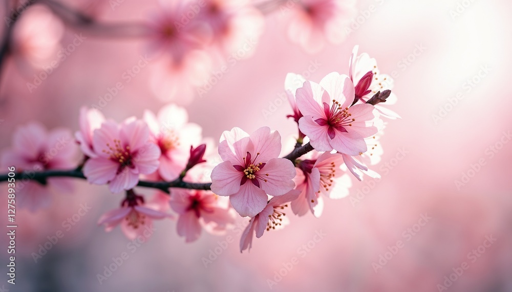 Soft pink cherry blossoms in spring sunlight. Soft pink cherry blossoms in spring sunlight.