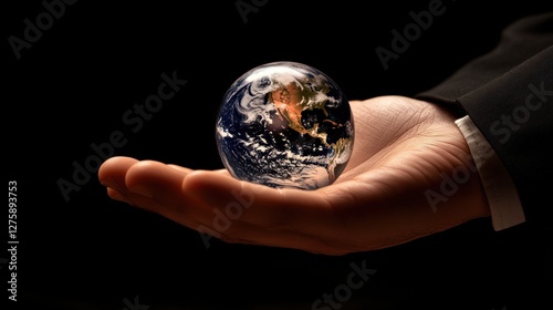 Global Responsibility: A Hand Holding the Earth photo