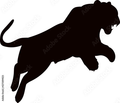 silhouette tiger jumping on white background, vector photo