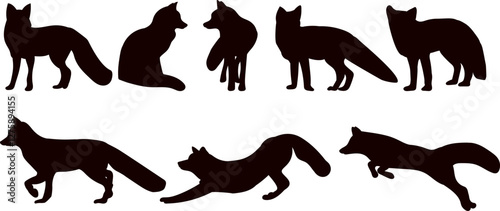 silhouette kangaroo jumping collection on white background, vector
