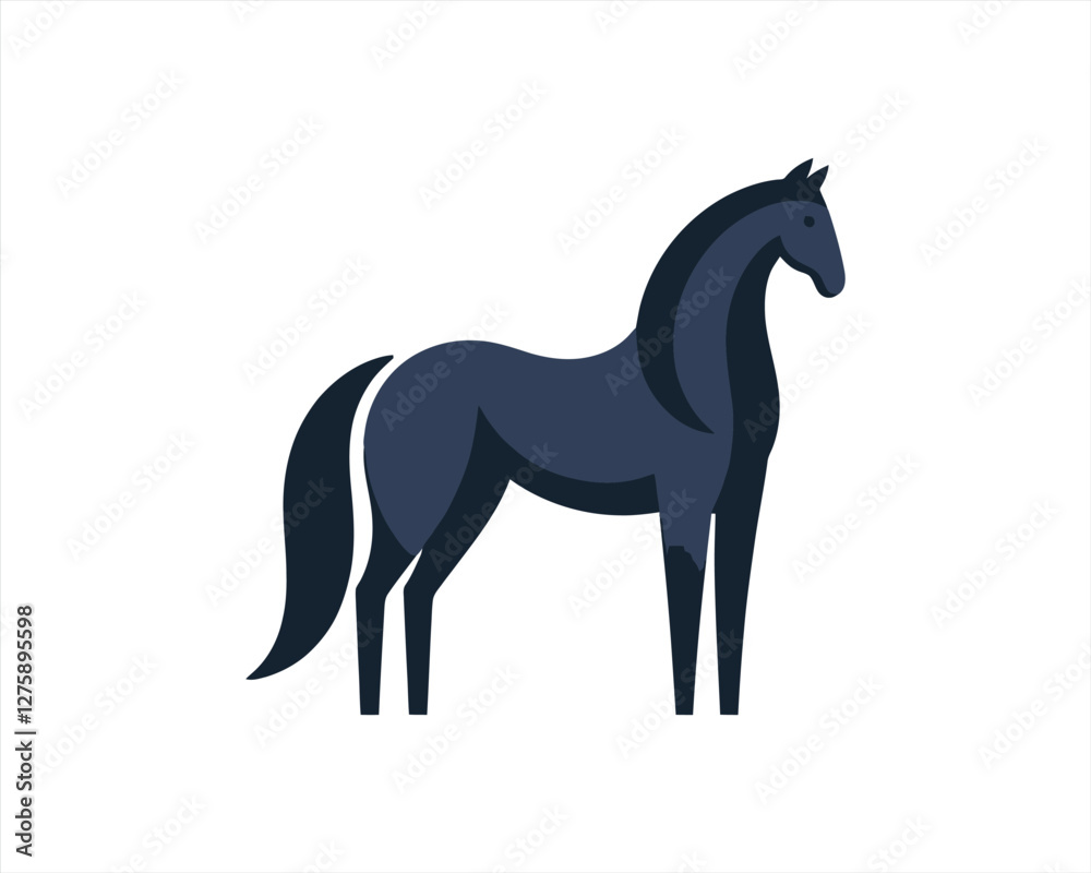 Obraz premium Horse logo design icon symbol vector illustration. Full body horse. Horsepower Animal logo