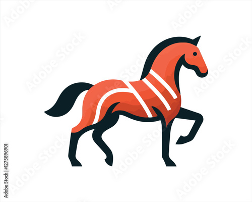 Horse logo design icon symbol vector illustration. Full body horse. Horsepower Animal logo