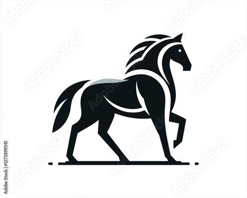 Horse logo design icon symbol vector illustration. Full body horse. Horsepower Animal logo