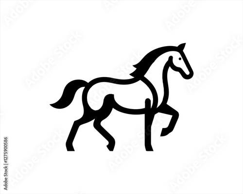 Horse logo design icon symbol vector illustration. Full body horse. Animal logo. Black color horse icon logo vector template. Horsepower