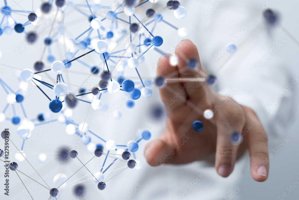 Global network. Blockchain. 3D illustration. Neural networks and artificial intelligence. Abstract Global network. Blockchain. 3D illustration. Neural networks and artificial intelligence. Abstract