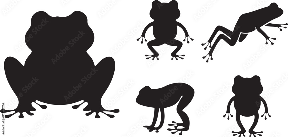 Naklejka premium Frog silhouettes