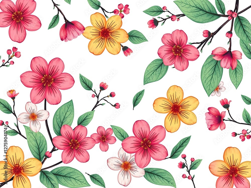 Whimsical Spring Bloom: A Hand-Sketched Floral Extravaganza Whimsical Spring Bloom: A Hand-Sketched Floral Extravaganza