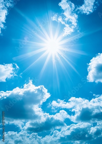 Blue Sky and Sun Background Natural Bright Clear