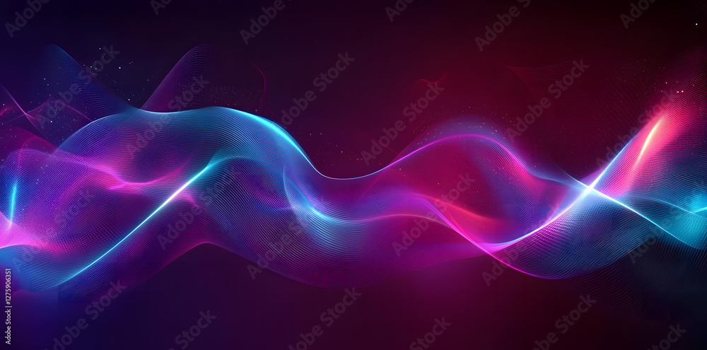 Abstract Colorful Waves Digital Art Background Neon Pink and Blue Flowing Lines Glowing Energy Cosmic Design