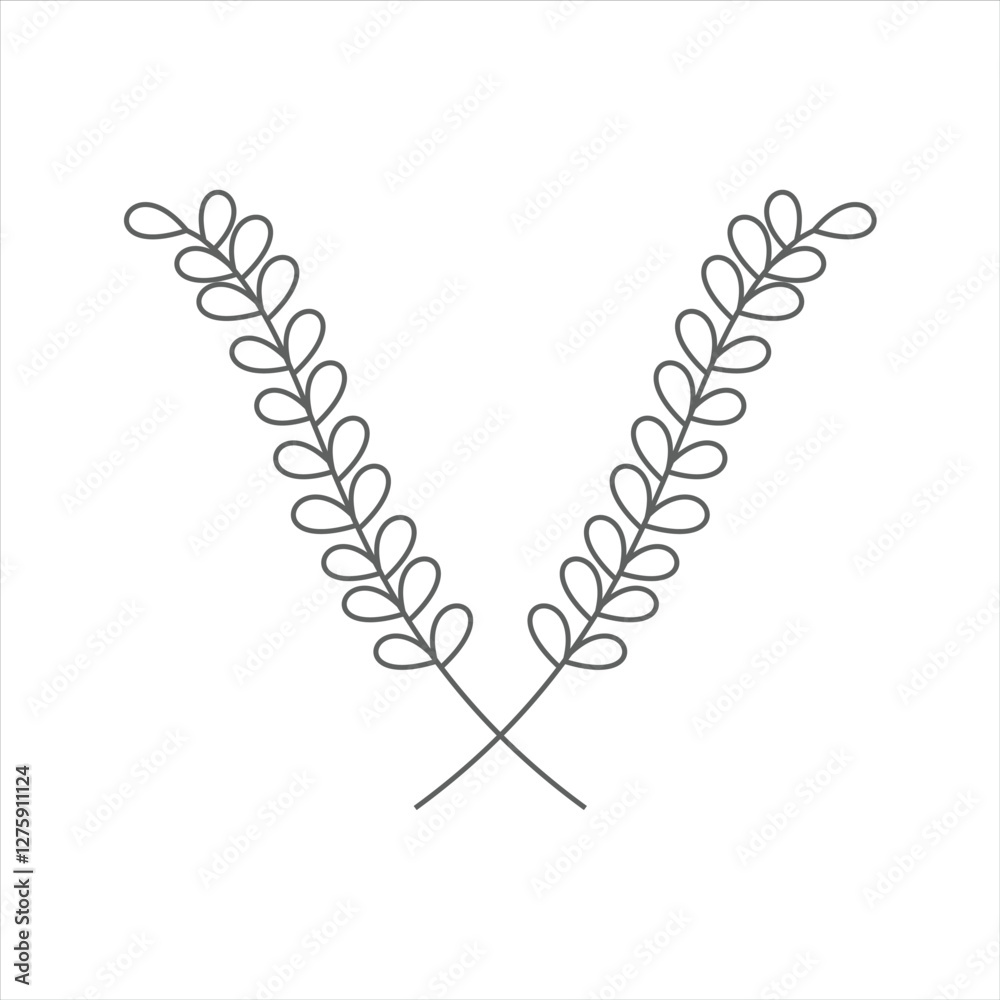 Botanical leaf doodle wildflower line art Botanical leaf doodle wildflower line art