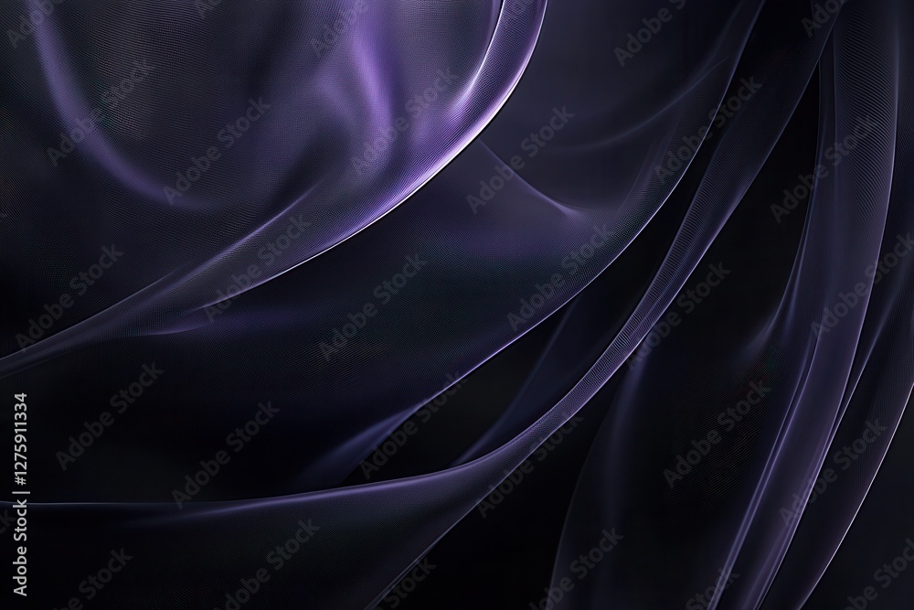 Fototapeta premium Elegant Flowing Fabric Design in Dark Purple and Black Colors