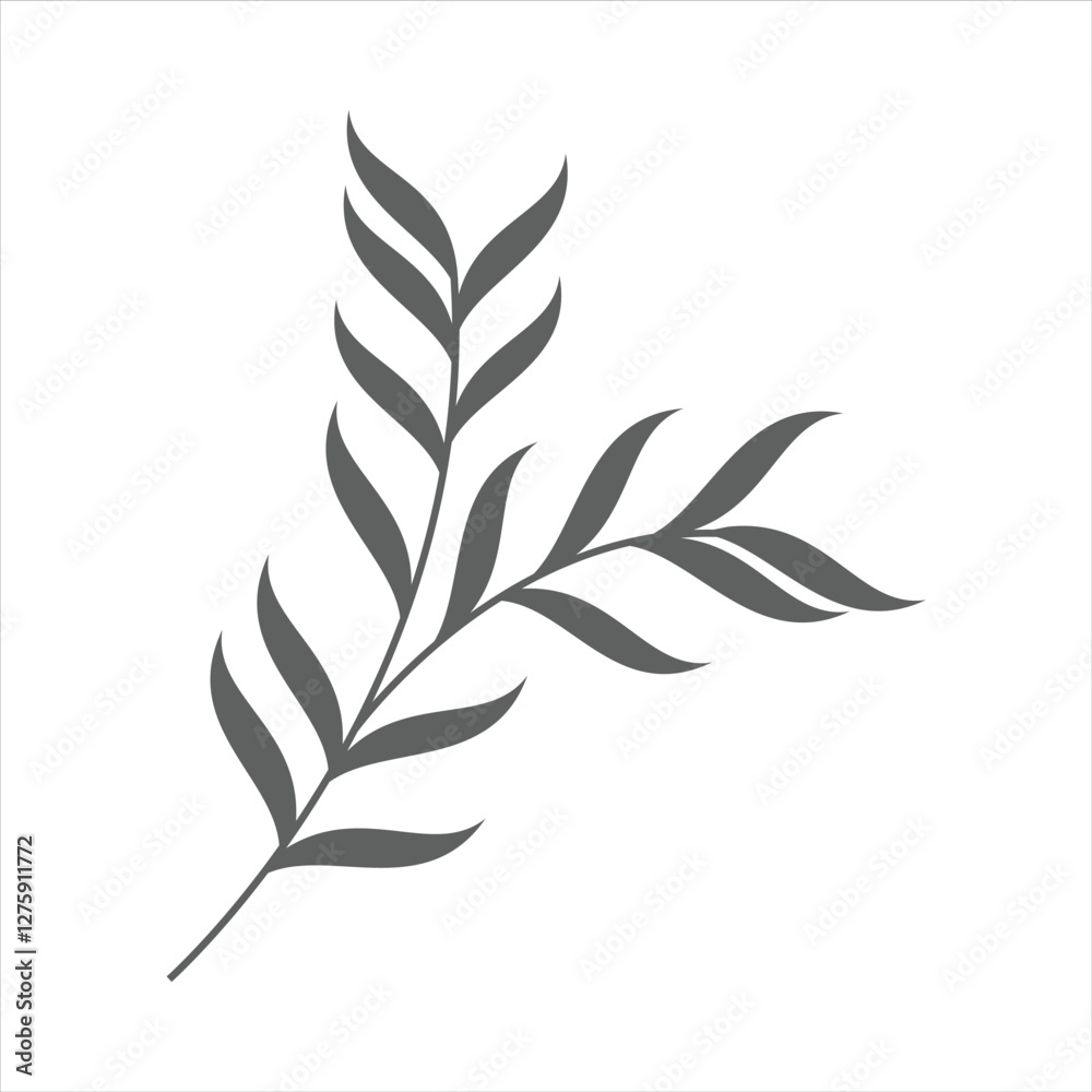 Botanical leaf doodle wildflower line art Botanical leaf doodle wildflower line art